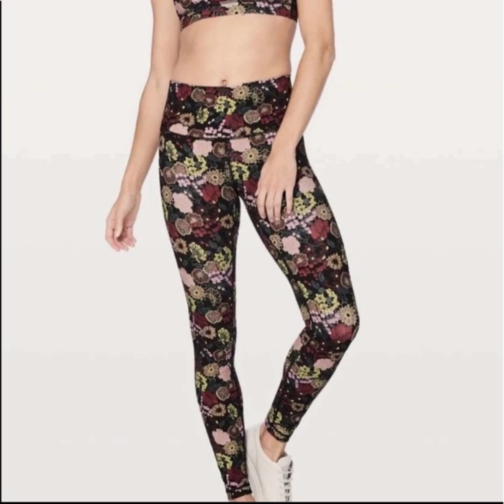 lululemon athletica Black Floral Print High-Rise Leggings